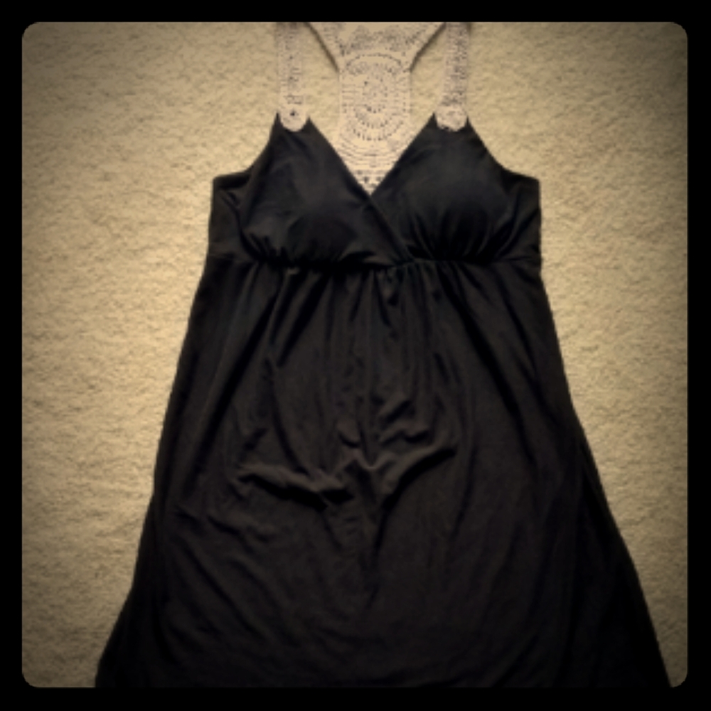 Derek ♡ Heart Foam Cup Crochet Racer T-Back Dress